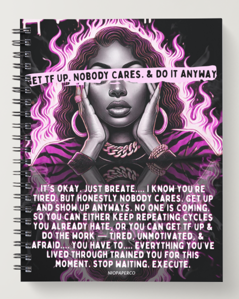 Niopaperco  Notebook with a motivational quote and artistic design on the cover
