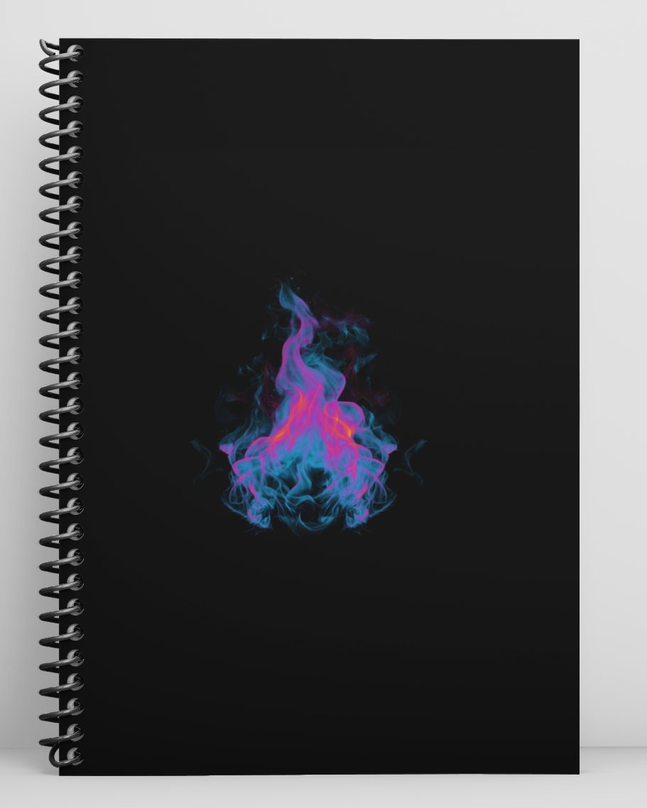 Niopaperco Black notebook with a pink and blue design on a white background
